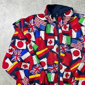 Vintage VTG 80s/90s Flags of the World Epcot Flags Silk Bomber Jacket (0671)